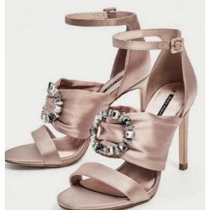 NWOT Zara satin bedazzled heels